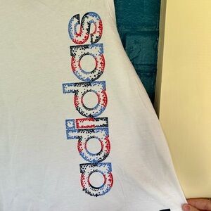 Adidas NWT White Tank‎ with Red and Blue Graphic